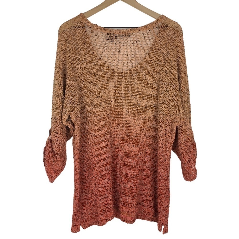 Frazzle Mesh Tunic Top Blouse 3/4 Roll Tab Sleeve… - image 5